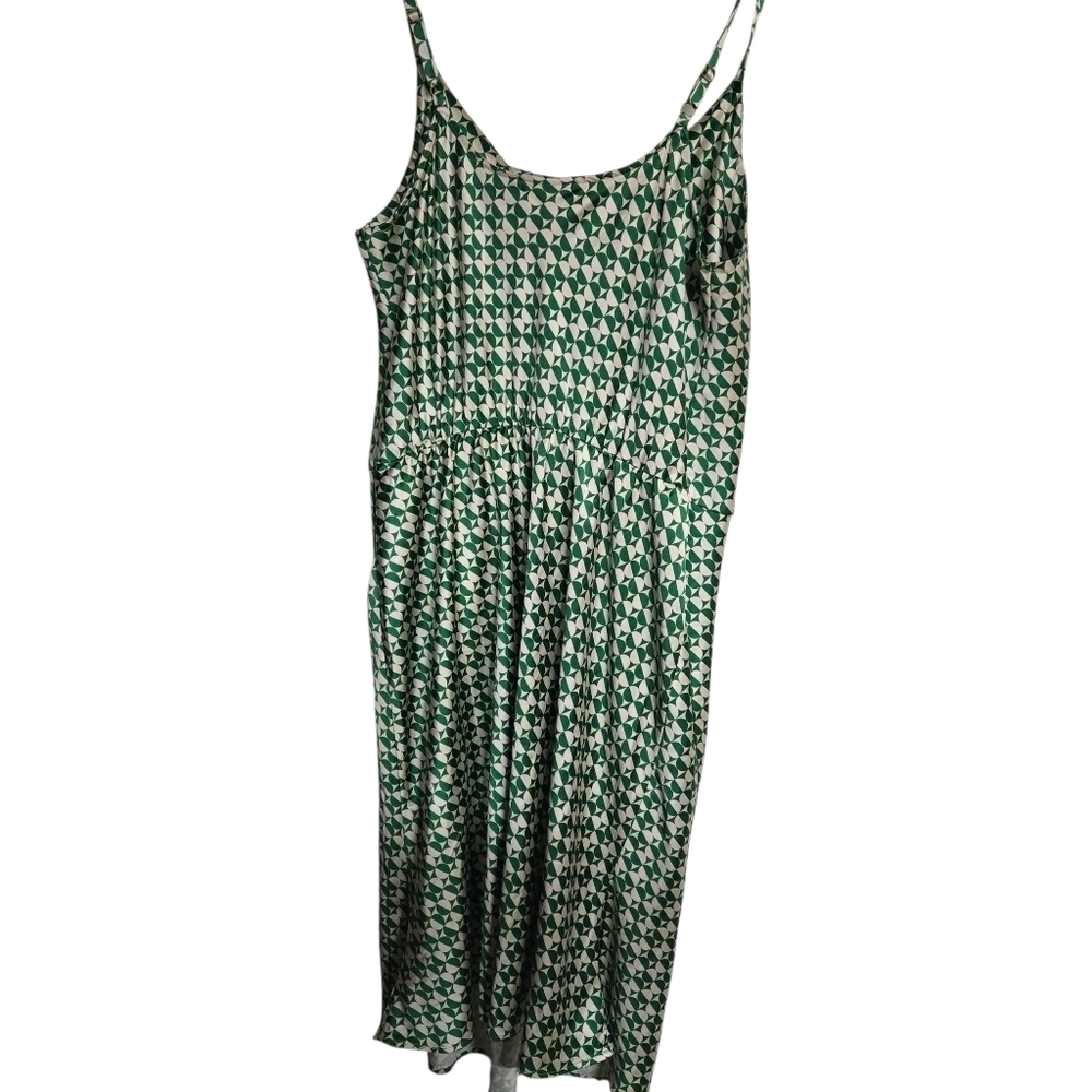 Ava & Viv Green and White Geometric Print Dress Women's Plus 1X - Picture 3 of 6